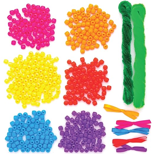 Baker Ross AT379 Flower Bead Ornament Kits - Pack of 5, Creative Art and Craft Supplies for Kids to Make and Decorate