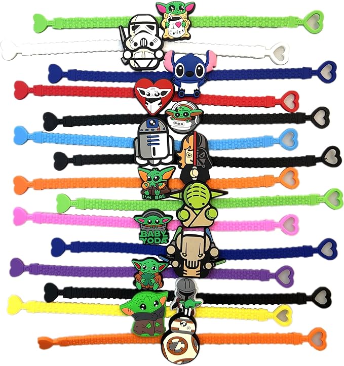 15 Pack Rubber Bracelets Wristband Bracelets for Birthday Party Supplies Favors Prize Rewards (15PCS StarWars)