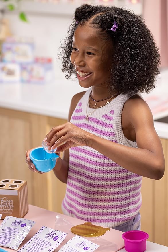 Goliath Tasty Tinies Bake Shop Strawberry Cake Mix Kit with Unicorn Tracks Sprinkles & Vanilla Frosting Mix | Bake & Decorate 2 Real Mini Cakes | Includes Mini Tools & Ingredients | Ages 6+