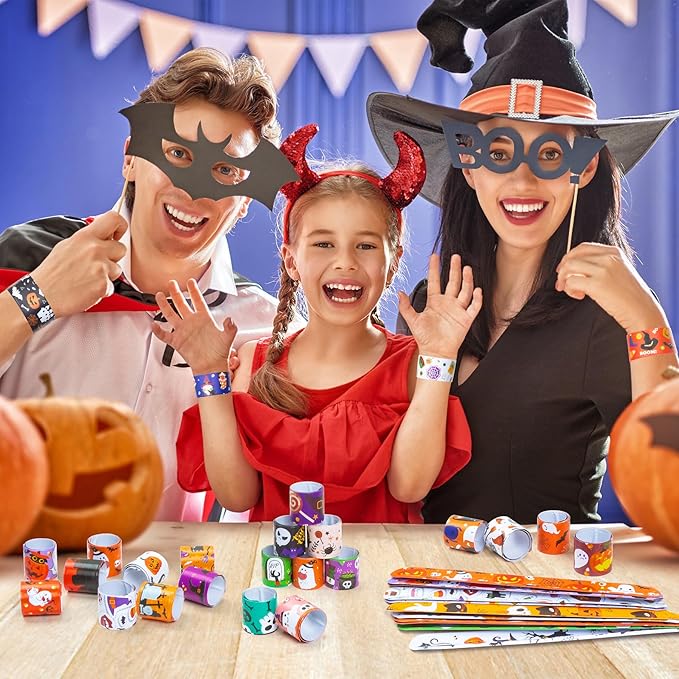 36 Pieces Halloween Slap Bracelet for Kids, 12 Styles Colorful Halloween Slap Wristbands Bulk for Kids Party Favors Toys Prizes Goodie Bags Fillers