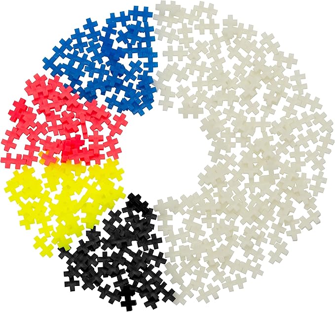 PLUS PLUS 240 Piece Interlocking Building Blocks for Kids, Open Ended Connecting Toys, STEM Bin Mini Manipulatives - Glow Mix Play Tube & Baseplate