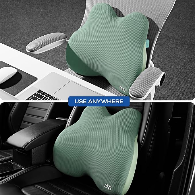Skechers Women’s Lumbar Pillow, Memory Foam Lumbar Support Pillow for Office,Chair Lower Back Pain Relief Lumbar Pillow,Ergonomic Design Back Support Pillow for Office Chair,Car,Home,Travel,Green