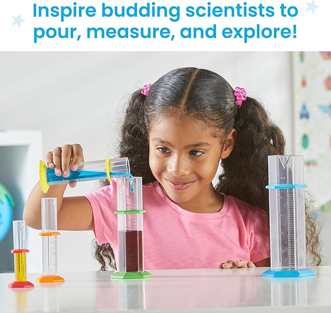 hand2mind Starter Science Graduated Cylinder Set, Science Lab Equipment Kids, Measuring Toys for Kids, Educational Science Kits, Kids Chemistry Set, Science Supplies for Classroom (Set of 5)