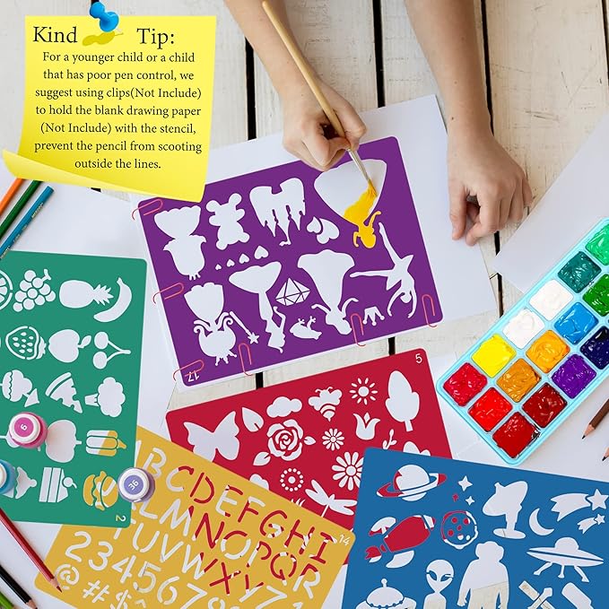 30pcs Drawing Stencils, Plastic Kids Stencils for Drawing with 450+ Shapes, Great Birthday Christmas Gift for Kids