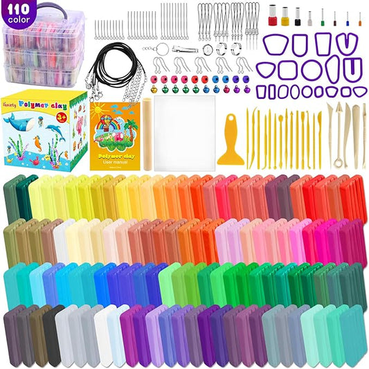 IGaiety Polymer Clay 110 Colors Oven Bake Clay Kit DIY Baking Clay Modeling Craft Clay with Sculpting Tools and Accessories 245 Pcs Non-Toxic Ideal Gift for Beginner Adults Kids Jewelry Making