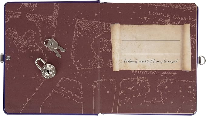 Harry Potter Marauder's Map Diary for Kids - Lock & Key Journal Notebook w/ 216 Lined Pages - Officially Licensed - Book & Movie Valentine's Day & Easter Basket Stuffer Gift for Girls, Boys, Teens 6+