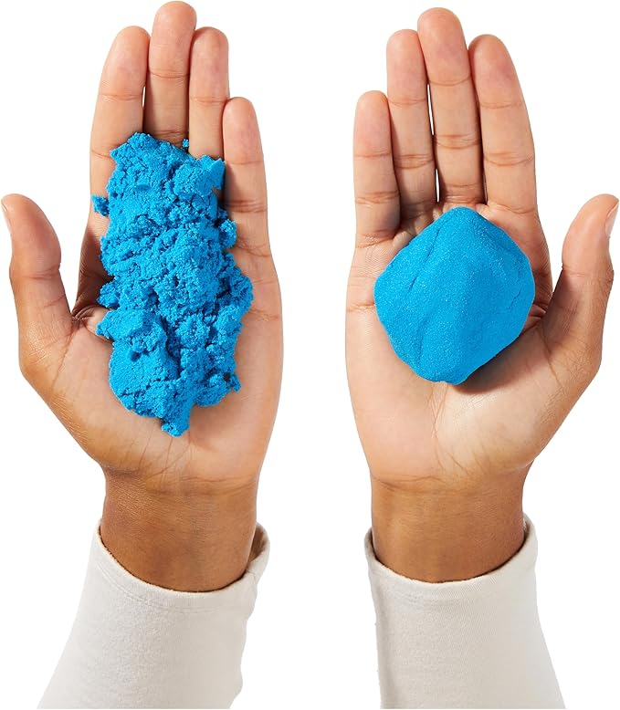 Amazon Basics 11 Piece Moldable Sensory Sand Toy Kit with Castle Molds and Tools, 3lbs Blue Color, for Kids Ages 3 and Up