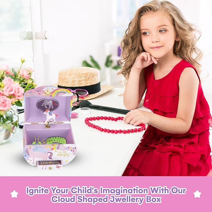 Jewelkeeper Girl's Cloud Shaped Unicorn Musical Jewelry Box