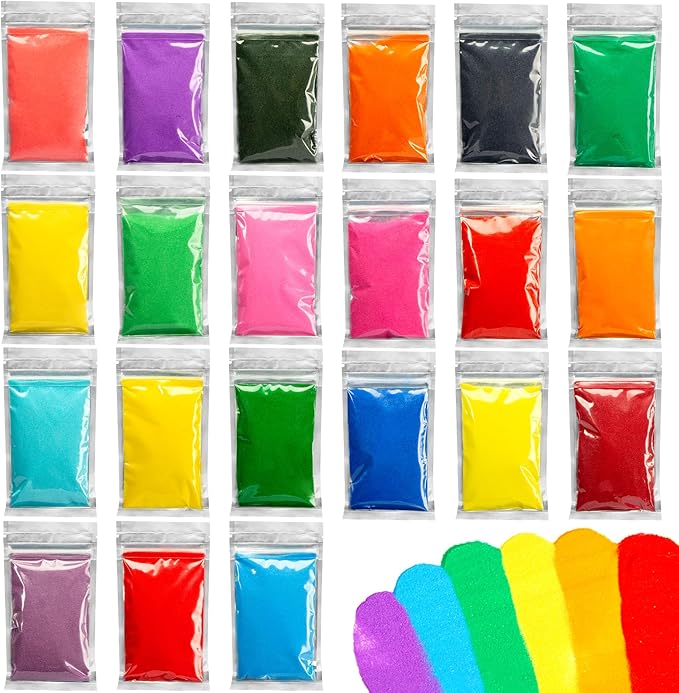 3 otters Colored Sand for Crafts, Art Sand Kit for Kid, Assorted Colors Sand for Sand Art, Supplementary Sand Art Painting, Vase Filler, Art Refill Kit (21 Bags, 4.63Lb Total)