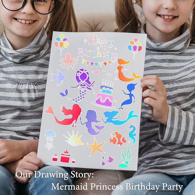 30pcs Drawing Stencils, Plastic Kids Stencils for Drawing with 450+ Shapes, Great Birthday Christmas Gift for Kids