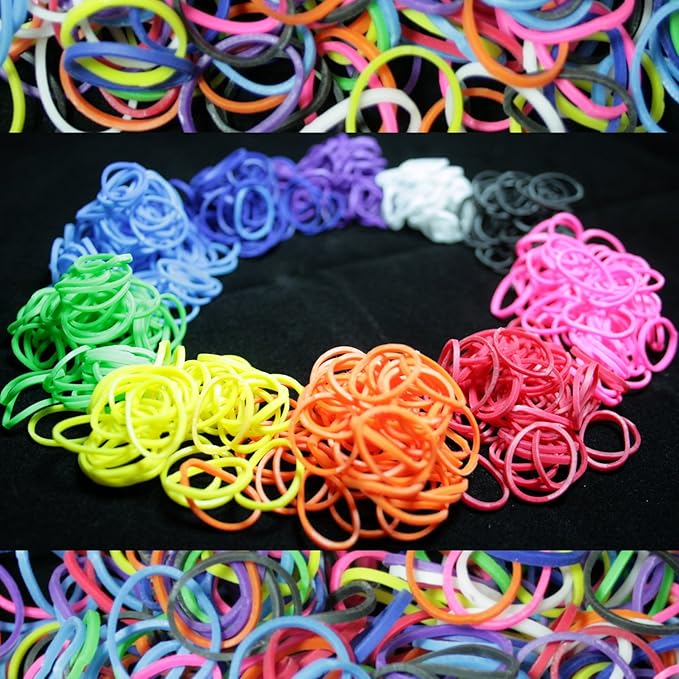 Bluedot Trading 600 Piece Multi-Color Rubber Band Loom Band Set and 25 Clear S-Clips for Kids DIY Arts and Crafts, Rainbow Friendship Bracelet Refill Pack