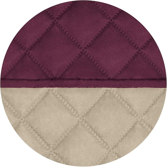 PureFit Reversible Quilted Sofa Cover, Water Resistant Slipcover Furniture Protector, Washable Couch Cover with Non Slip and Elastic Straps for Kids, Dogs, Pets (Oversized Recliner, Wine/Beige)