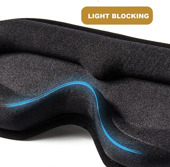 Fan Wu 3D Contoured Sleep Mask for Side Sleepers – Ultra Soft Blackout Eye Mask with Adjustable Strap, Zero Pressure on Eyes, Breathable & Lightweight Memory Foam for Travel, Nap, Shift Work