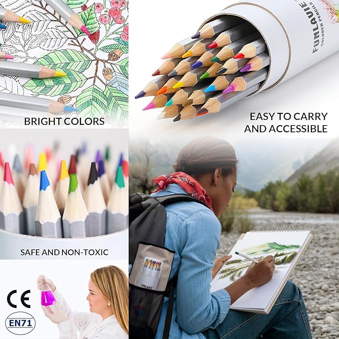 48 Colored Pencils for Adult Coloring Books,Soft Core Coloring Set,Premium Professional Drawing Pencils for sketching & Painting, Art Supplies for Artists,Oil-Based with Sharpener