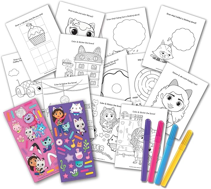 Gabby's Dollhouse Stow & Go Activity Kit, 17-Piece Travel Art Set, Preschool, Kids Toys for Ages 3 Up