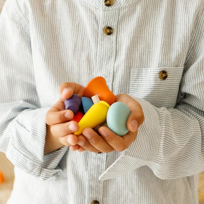 Ulanik Mandala Rainbow Patterns Toddler Montessori Toys for 3 Year Old + Wooden Building Set Matching Game for Learning Color Sorting & Counting — 80 Figurines