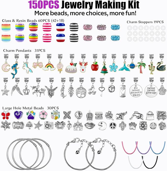 Gionlion Charm Bracelet Making Kit, Jewelry Making Kit Trendy Stuff for Kids Ages 6-12, Unicorn Toy Cute Stuff for Teen Girls Gifts Birthday Gift, Crafts for Girls 6 7 8 9 10 11 12 Year Old