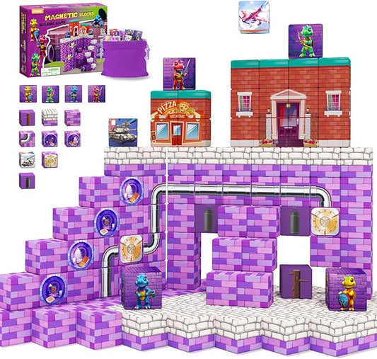 Magnetic Blocks Kids Toys, Magnetic Building Cubes - Creative STEM Sensory Autism Toys for 3+ Year Old Boys & Girls, Adventure Games Elements Magnet Toys for Ages 5-7 8-13