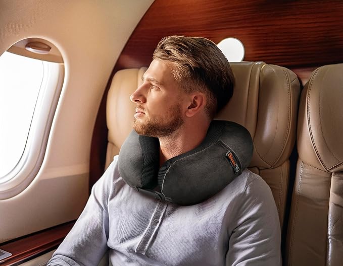 Ultimate 3.0 Travel Pillow, Deluxe Memory Foam Neck Pillow for Uninterrupted Rest, Ideal for Everyday Commute, Airplane, Car, and More, Travel Essentials, Made in USA, Dark Gray