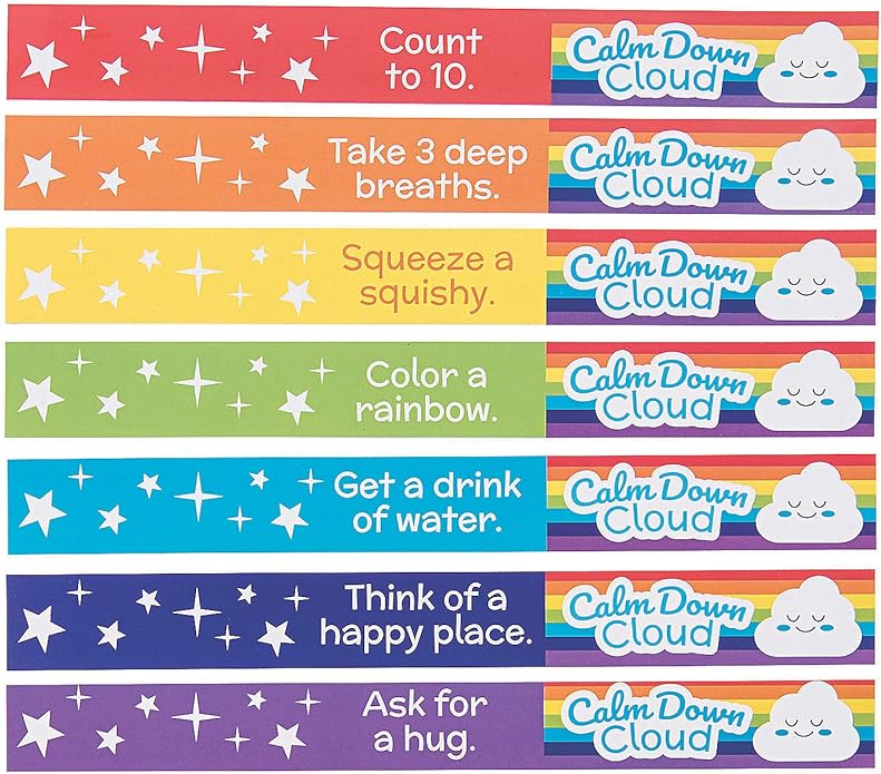 Fun Express Calm Down Cloud Reminder Bracelets - 100 Pieces - Educational And Learning Activities For Kids