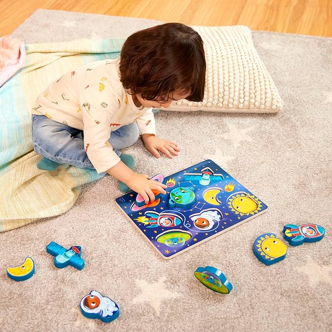 B. toys- Peek & Explore - Outer Space- Chunky Puzzle – Puzzle for Toddlers, Kids – Space Puzzle – Planets, Astronauts, Spaceships – 2 Years +