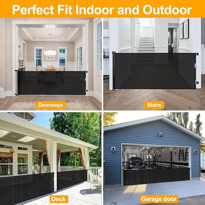 180 Inch Extra Wide Dog Gates for The House Extra Wide Retractable Dog Gate for Doorway Indoor Extra Long Baby Gate for Large Openings Retractable Baby Gate Outdoor Baby Gate for Deck Outdoor Dog Gate