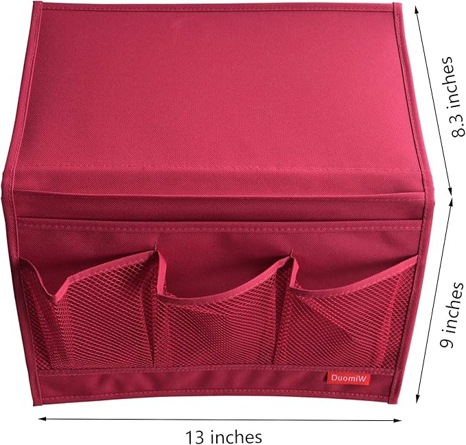 Bedside Storage Organizer, Bedside Caddy, Table Cabinet Storage Organizer, TV Remote Control, Phones, Magazines, Tablets, Accessories (Red)