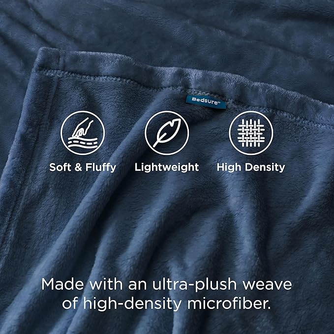 Bedsure GentleSoft Fleece Blanket Twin Size Mineral Blue - 300GSM Lightweight Plush Fuzzy Cozy Soft Warm Blanket for Bed, Sofa, Couch, Travel, Camping, 60x80 inches
