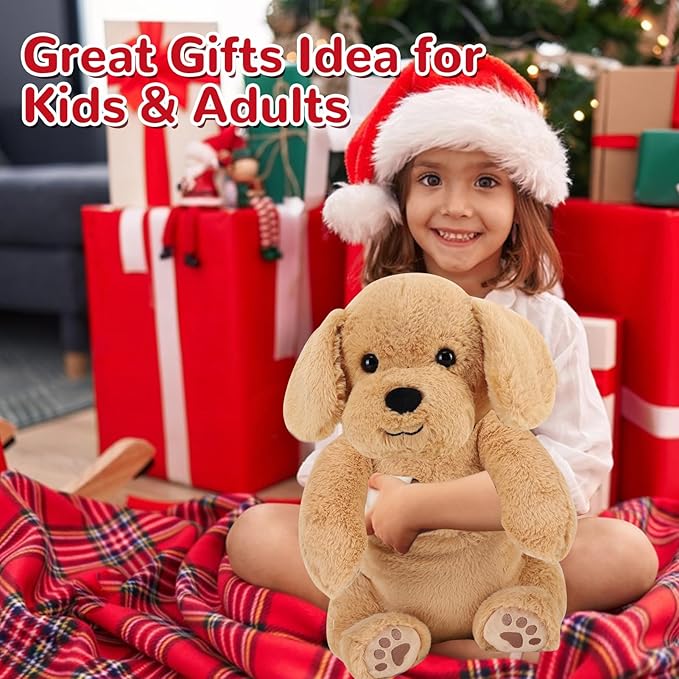 Yellow Lab Weighted Stuffed Animals - 12 Inch 1.0 Pounds Weighted Plushies Labradoodle Stuffed Animal - Small Dog Plush Pillow - Cute Plush Toy Gifts for Kids & Adults (12" 1.0 lbs)