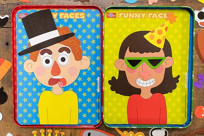 Bendon TS Shure Create Funny Faces Magnetic Activity Tin with Illustrated Magnet Sheets and Playcard 50261