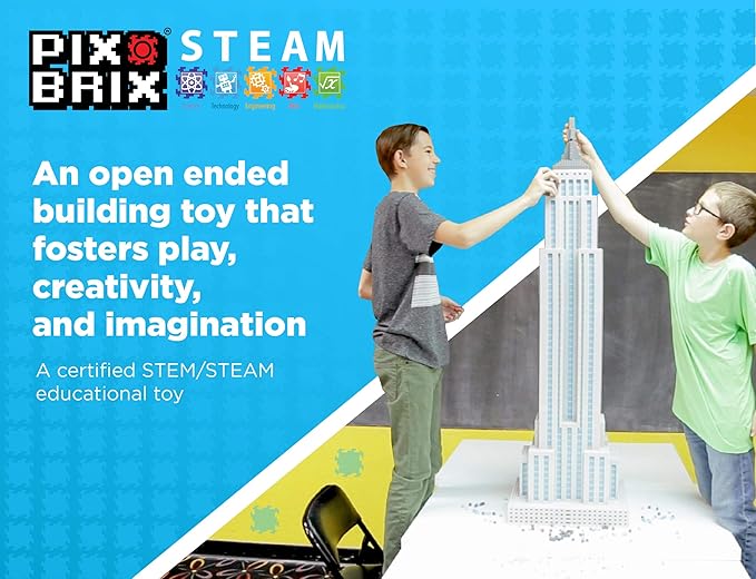 Pix Brix Pixel Art Puzzle Bricks – 6,000 Piece Pixel Art Container, 12 Color Dark Palette – Interlocking Building Bricks, Create 2D and 3D Builds Without Water or Glue – Stem Toys, Ages 6 Plus