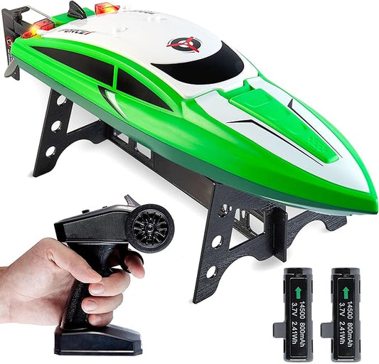 Force1 Velocity Green Fast RC Boat- Remote Control Boats for Adults and Kids, Underwater Speed Racing Mini RC Toy for Pools and Lakes, 2.4GHZ Transmitter, 2 Rechargeable Batteries, Low Battery Alert