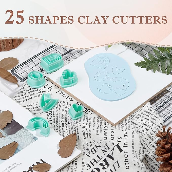 TAINSKY Polymer Clay Cutters Set, 25 Shapes Clay Earring Cutters with 145 Earrings Accessories for Polymer Clay Jewelry Making