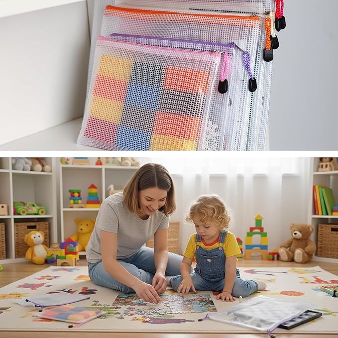 EOOUT 38pcs Mesh Zipper Pouch, Waterproof Zipper Bags, 8 Sizes Plastic Travel Pouch, 12 Colors, Multipurpose for Board Game, Travel Storage, School Supplies, Office Appliances, Home Organize