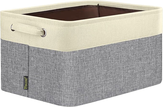 BALEINE 1 Pack Fabric Storage Bins for Shelves, Linen Storage Baskets for Organizing, Decorative Closet Bins for Clothes, Home (Grey, 14''x10''x8.5'')