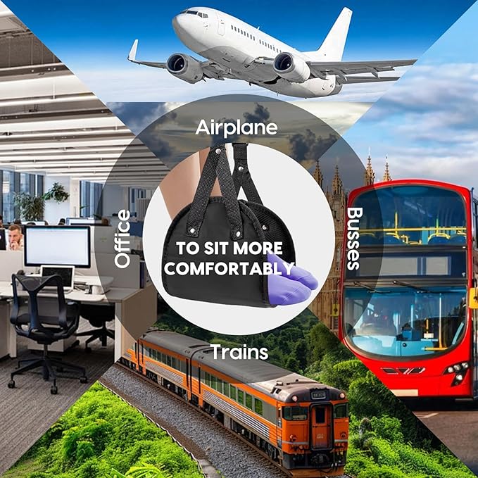 Foot Hammock for Plane Travel, 2-Pack Perfect Airplane Foot Hammock to Relax Your Feet, Portable Airplane Foot Rest with Adjustment Strap, Travel Essentials for Comfortable Long Flight (Black)