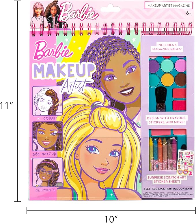 Horizon Group USA Barbie Makeup Artist Magazine, Create Your Own Hair & Makeup Looks Using 130+ Stencils, 180+ Stickers, Crayons, Pretend Makeup & More