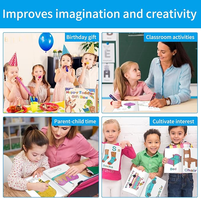 Kalysky 1-3 2-4 Year Old Art Set : Simple Coloring Books and Jumbo Crayons,Kids & Toddler Coloring Books,Sketch Book for Kids Cognition and Exploration Activity