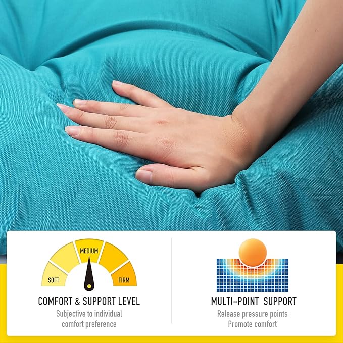 SUNROX LokGrip Non Slip Tufted Memory Foam Bench Cushion, FadeShield Water Resistant Durable Thicken Outdoor/Indoor Bench Seat Pads 54x16x4 inch, Turquoise