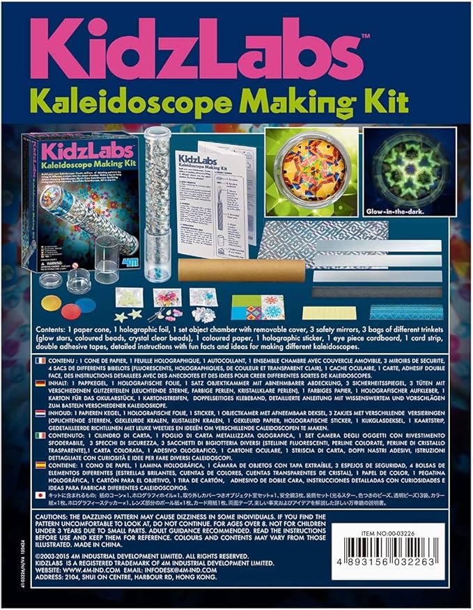 4M Kidzlabs Kaleidoscope Making Kit - Optical Light Physics Stem Toys Craft Gift for Kids & Teens, Boys & Girls (3435)