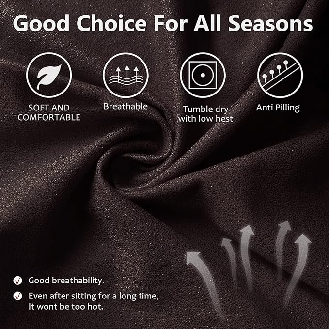 Loveseat Recliner Cover Leather Look Recliner Loveseat Covers Recliner Sofa Cover for 2 Seater Reclining Couch Spandex Fabric Washable 6 Pieces (2 Seater, 01 Chocolate)