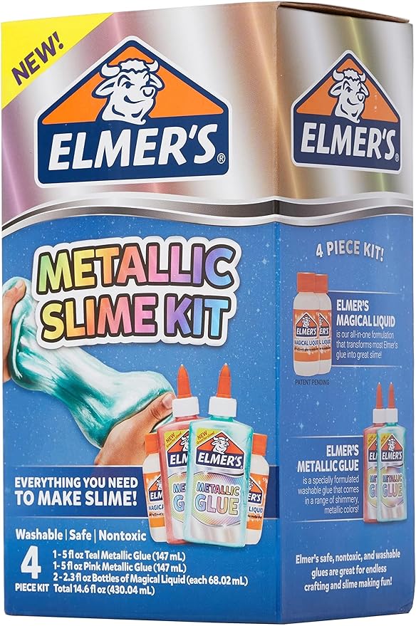 Elmer’s Metallic Slime Kit | Slime Supplies Include Elmer’s Metallic Glue, Elmer’s Magical Liquid Slime Activator, 4 Piece Kit