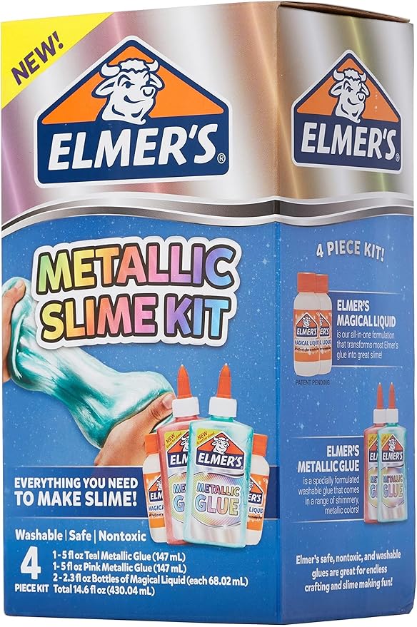 Elmer’s Metallic Slime Kit | Slime Supplies Include Elmer’s Metallic Glue, Elmer’s Magical Liquid Slime Activator, 4 Piece Kit