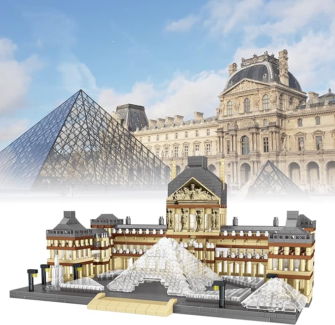 Architecture Louvre Micro Building Blocks Set, 3377 PCS World Famous Architectural Model Educational Toys Building Bricks