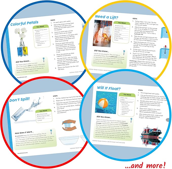 hand2mind H2Ohhh! Water Science Kit, Chemistry Kit for Kids 8-12, Chemistry Set, Science Kits & Toys, 24 Science Experiments, 1 Career & Lab Guide, Color Chemistry, Bubbles, Tornadoes, STEM Toy