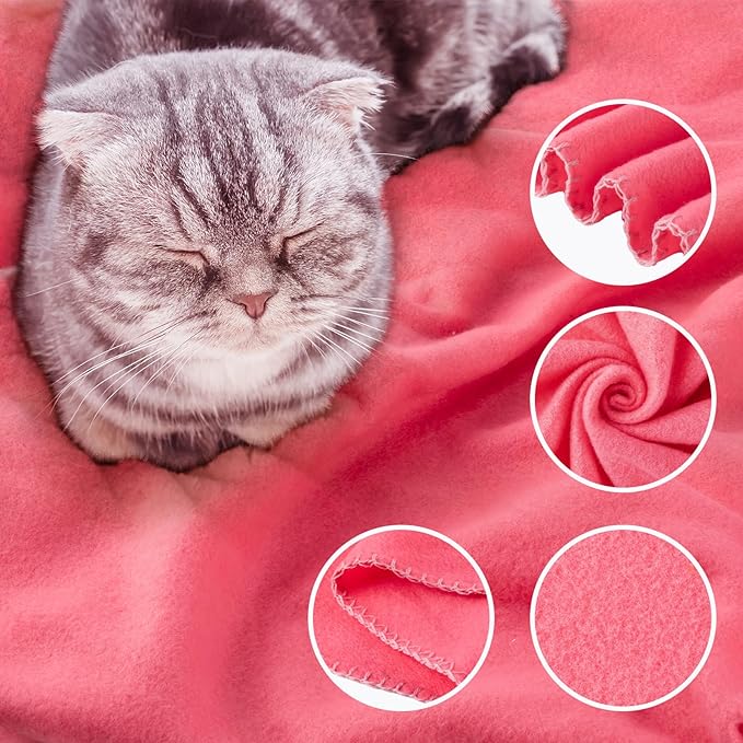 Buryeah 10 Pcs Fleece Blanket Bulk Soft Warm Fleece Blankets Cozy Lightweight Throw Blankets Plush Pet Throw Blanket for Home Bed Sofa Office Wedding Gifts Travel(50" X 60",Coral)