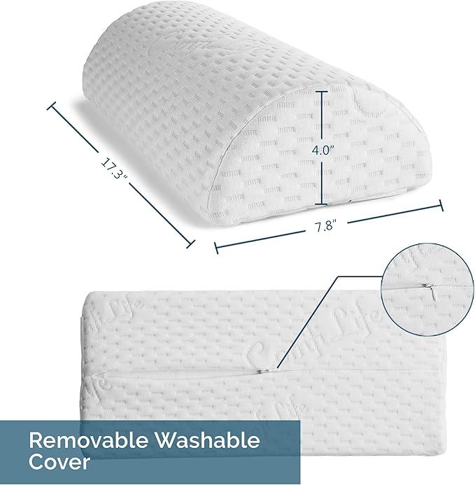 ComfiLife Knee Pillow for Back Sleeping – 100% Memory Foam Bolster Pillow for Legs – Under Knee Pillow for Sleeping on Back – Leg & Hip Pain Relief for Side Sleepers – Half Moon Pillow