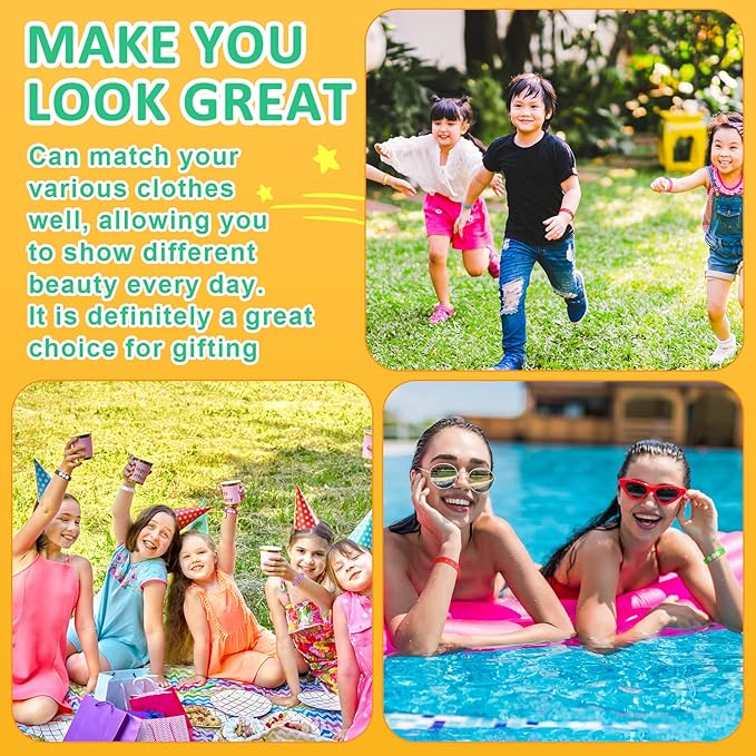 Henoyso 150 Pcs Silicone Shoe Silicone Wristbands Bulk Adjustable Silicone Wristbands 8.3 Inch Cute Colored Rubber Wristbands for Adult DIY Birthday Party Favors, 10 Colors