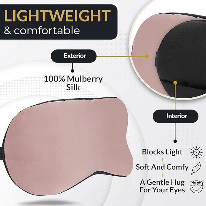 SLEEP FOUNTAIN Anti Aging Silk Sleep Mask for Women, Mulberry Silk Eye Mask for Sleeping and Skin Care, Blackout Sleep Mask with Copper Ion Technology Reduces Eye Puffiness, Fine Lines and Wrinkles
