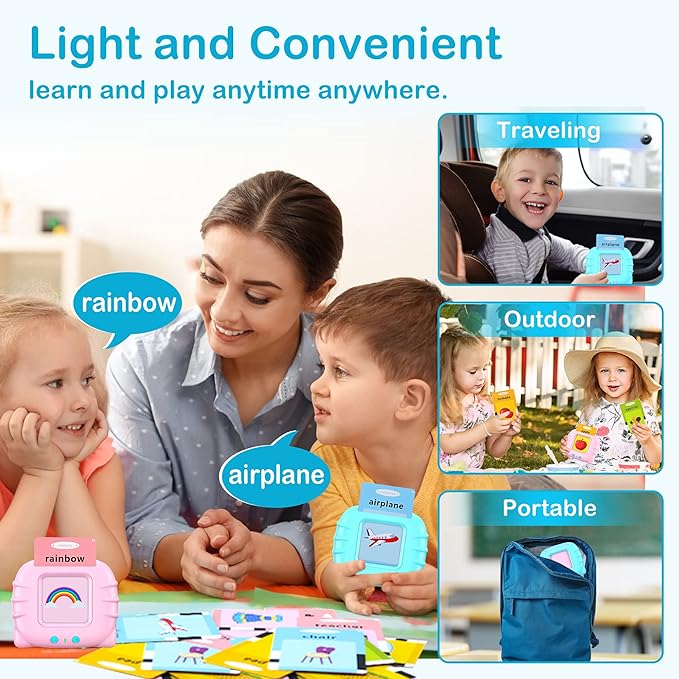 Sensory Toys Montessori Toys for 2 3 4 5 6 Year Old Speech Therapy Materials Autism Toys 192 Cards 384 Sides ABC 123 Sight Words Toddler Toys Educational Learning Toys Talking Flash Cards Boys Gift